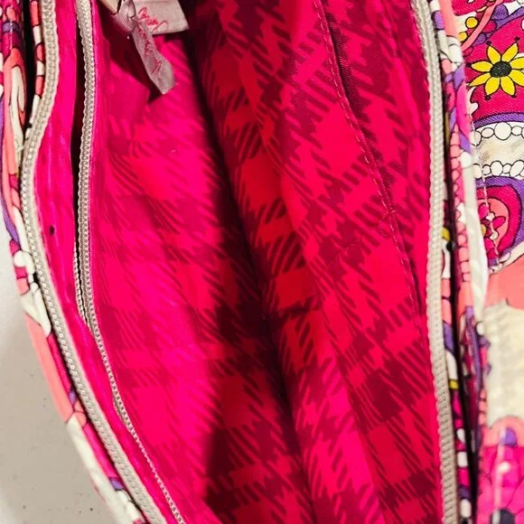 Vera Bradley Cassidy Paisley Meets Plaid shoulder bag NWT Gray Pink Purse - Picture 7 of 8